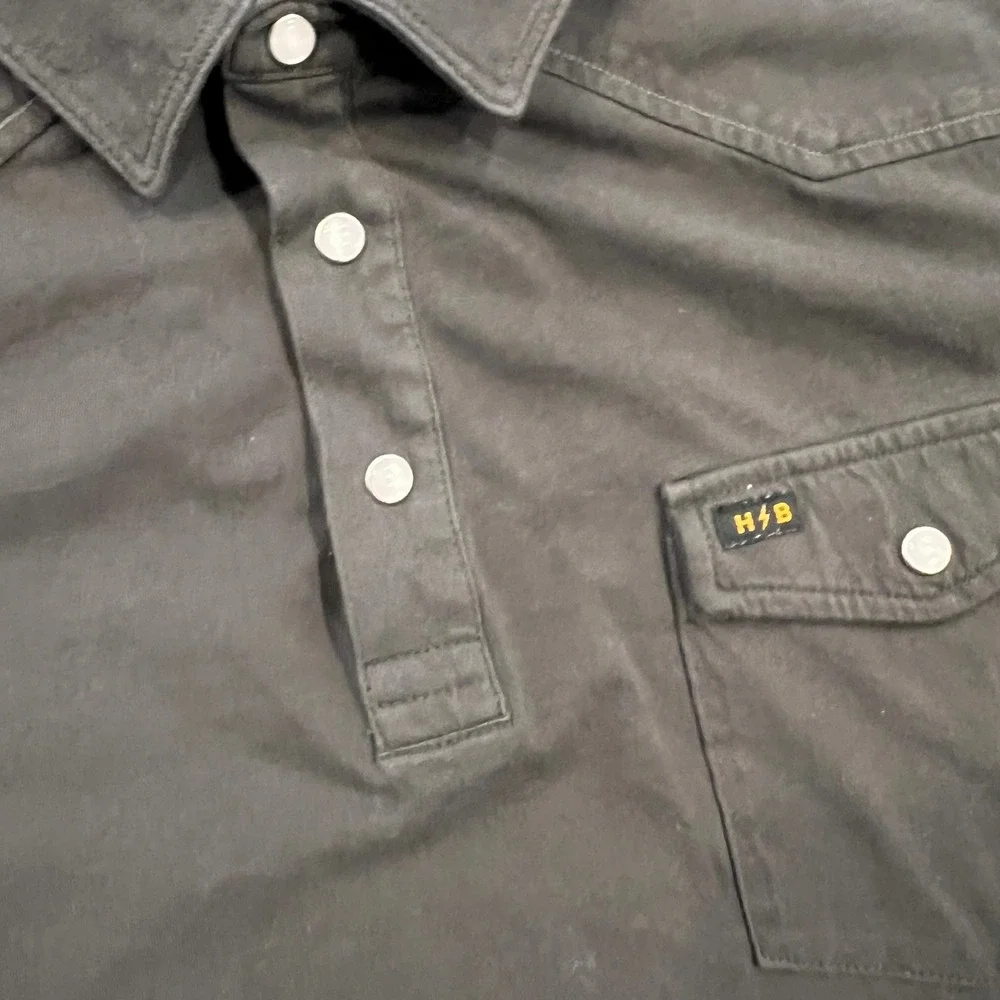 Howler Brothers Ranchero Polo Mens XL Antique Black Western Snap Pocket Shirt